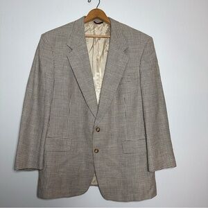 Vintage Hart Schaffner Marx Tweed Wool Houndstooth Sport Coat Blazer Jacket 44R